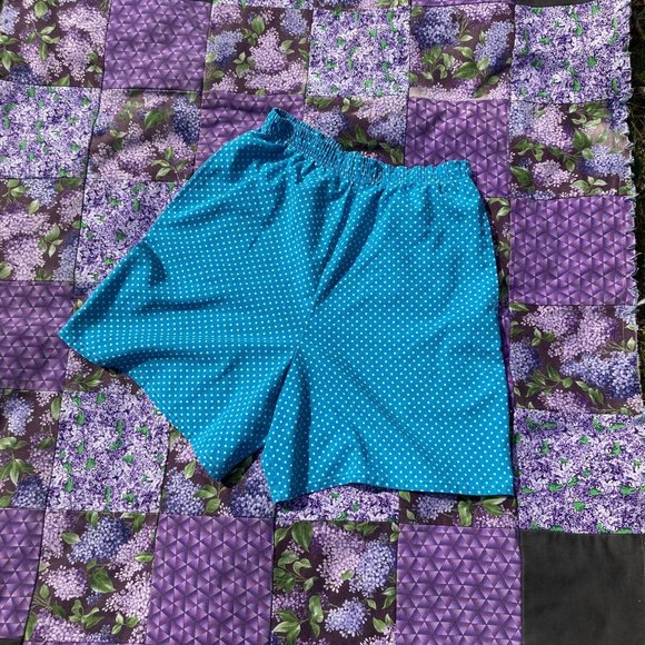 90s bright blue white polka dot shorts - Picture 1 of 6